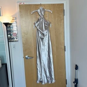 Chloe Dao Metallic Halter Gown
